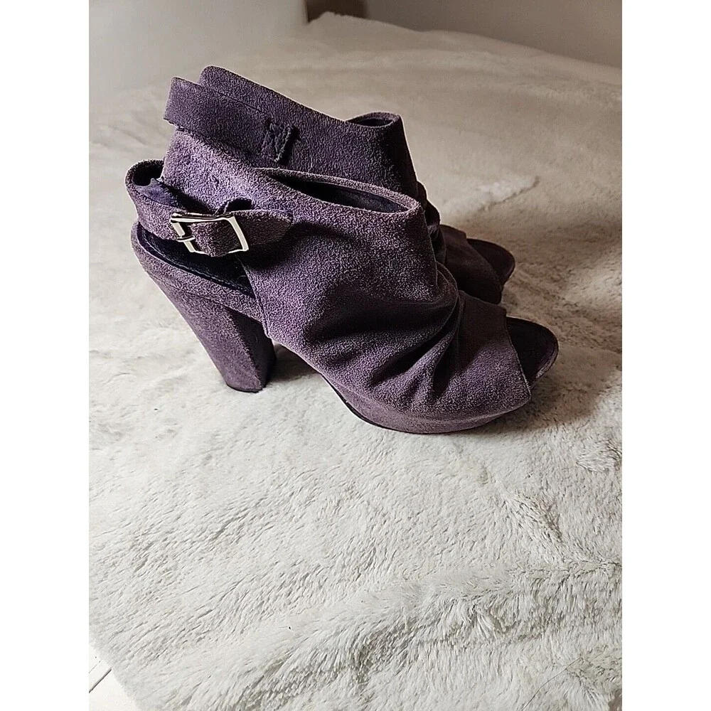MIA Shoes Womens 7-1/2 Suede Refine Suede 4 inch block heels Peep Toe Platforms‎